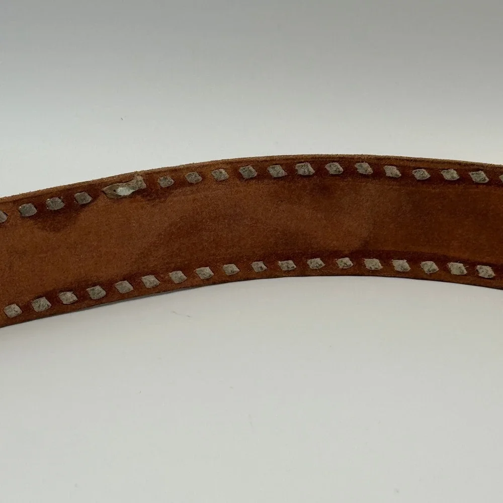 Custom Tooled Leather Belt David Personalized Buckstitch Western Tan Brown‎